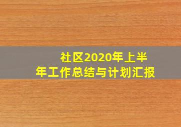 社区2020年上半年工作总结与计划汇报