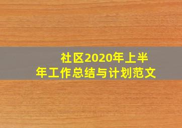 社区2020年上半年工作总结与计划范文