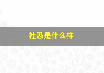 社恐是什么样