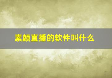 素颜直播的软件叫什么