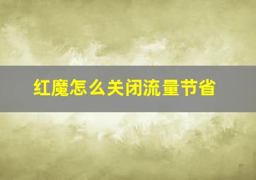 红魔怎么关闭流量节省