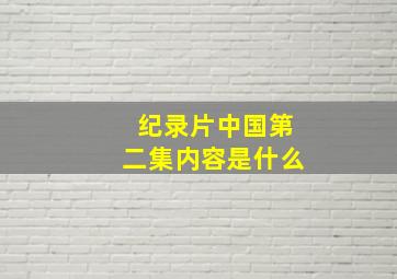 纪录片中国第二集内容是什么