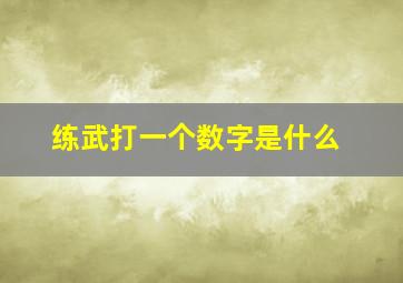 练武打一个数字是什么