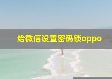 给微信设置密码锁oppo