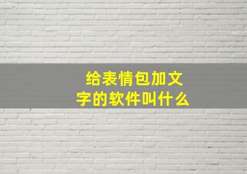 给表情包加文字的软件叫什么