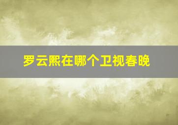 罗云熙在哪个卫视春晚