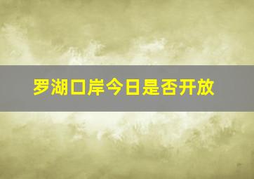 罗湖口岸今日是否开放