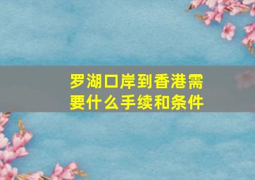 罗湖口岸到香港需要什么手续和条件