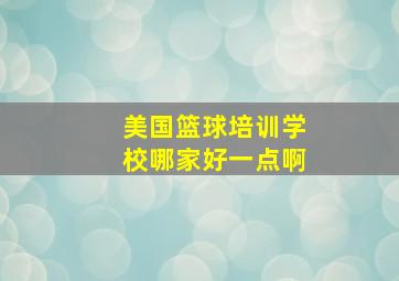 美国篮球培训学校哪家好一点啊