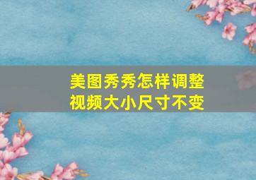 美图秀秀怎样调整视频大小尺寸不变