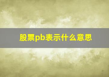 股票pb表示什么意思