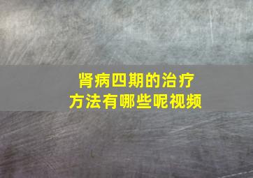 肾病四期的治疗方法有哪些呢视频