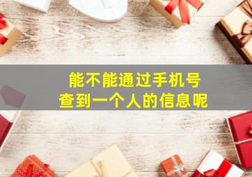 能不能通过手机号查到一个人的信息呢