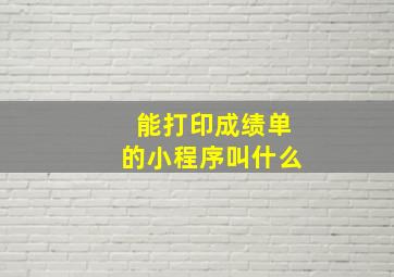 能打印成绩单的小程序叫什么