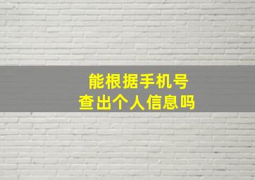 能根据手机号查出个人信息吗