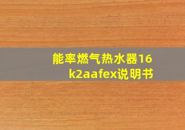 能率燃气热水器16k2aafex说明书