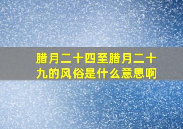 腊月二十四至腊月二十九的风俗是什么意思啊