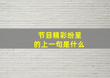 节目精彩纷呈的上一句是什么