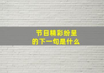 节目精彩纷呈的下一句是什么