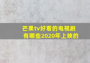 芒果tv好看的电视剧有哪些2020年上映的