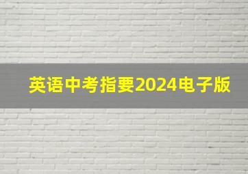 英语中考指要2024电子版