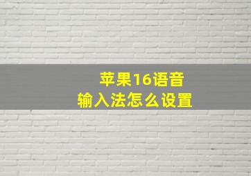 苹果16语音输入法怎么设置