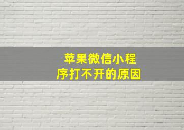 苹果微信小程序打不开的原因