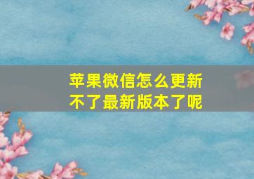 苹果微信怎么更新不了最新版本了呢