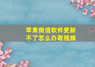 苹果微信软件更新不了怎么办呢视频