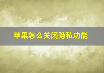 苹果怎么关闭隐私功能