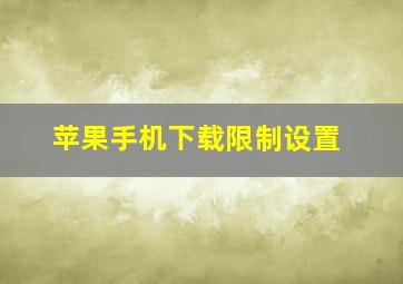 苹果手机下载限制设置