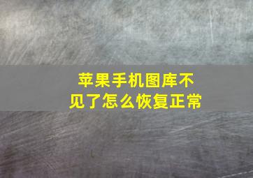 苹果手机图库不见了怎么恢复正常