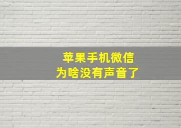 苹果手机微信为啥没有声音了