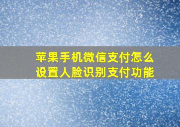 苹果手机微信支付怎么设置人脸识别支付功能