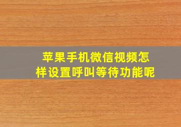 苹果手机微信视频怎样设置呼叫等待功能呢