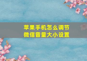 苹果手机怎么调节微信音量大小设置