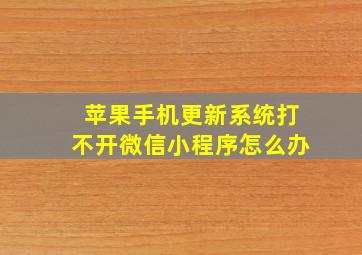 苹果手机更新系统打不开微信小程序怎么办