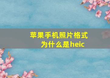 苹果手机照片格式为什么是heic