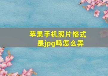 苹果手机照片格式是jpg吗怎么弄