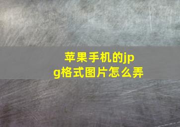 苹果手机的jpg格式图片怎么弄