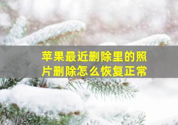 苹果最近删除里的照片删除怎么恢复正常