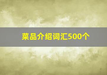 菜品介绍词汇500个