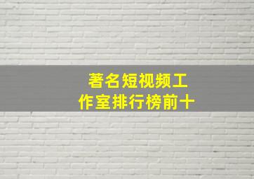 著名短视频工作室排行榜前十