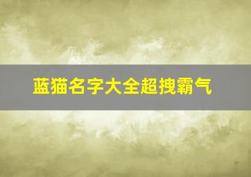 蓝猫名字大全超拽霸气