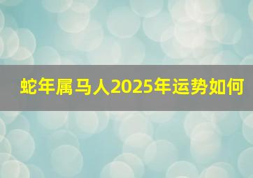 蛇年属马人2025年运势如何