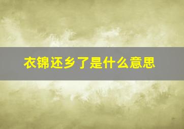 衣锦还乡了是什么意思