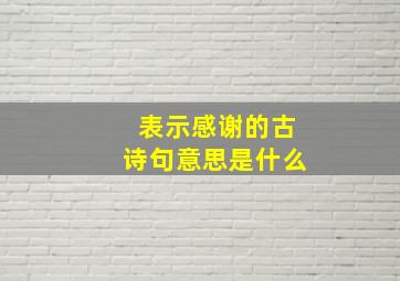 表示感谢的古诗句意思是什么