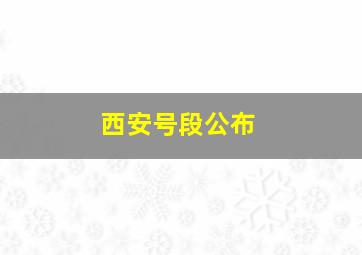 西安号段公布