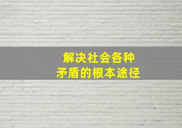 解决社会各种矛盾的根本途径