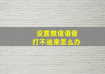 设置微信语音打不进来怎么办